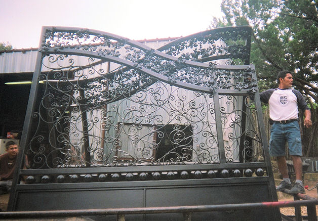 custom iron entrance gates - weaver creative - evans weaver